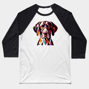 Geometric German Pointer: Dynamic Canine Art Baseball T-Shirt